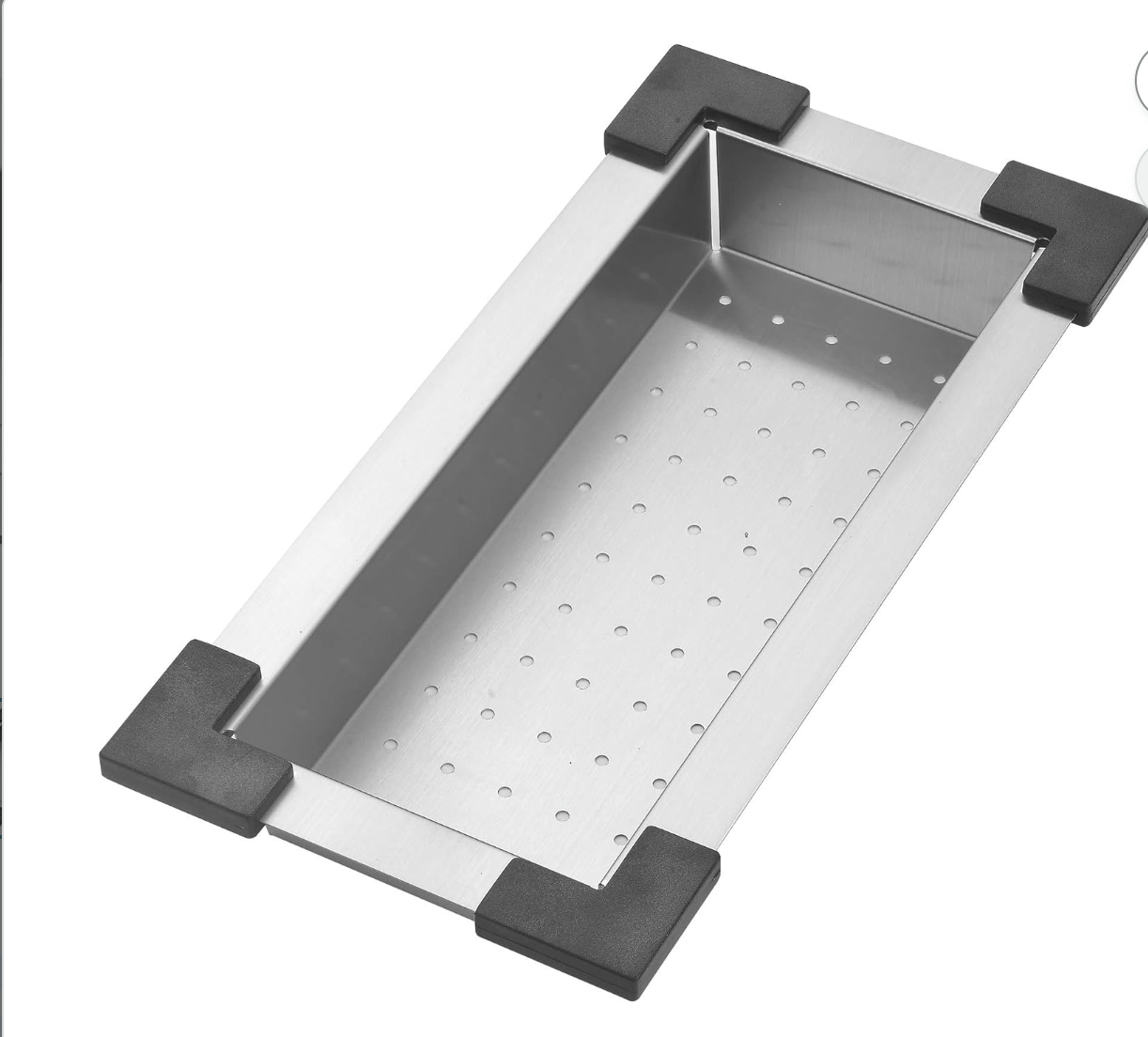 Stainless Steel Colander For Workstation Kitchen Sink (Black Cover, 13.5/8 W - 8.5/8 L)