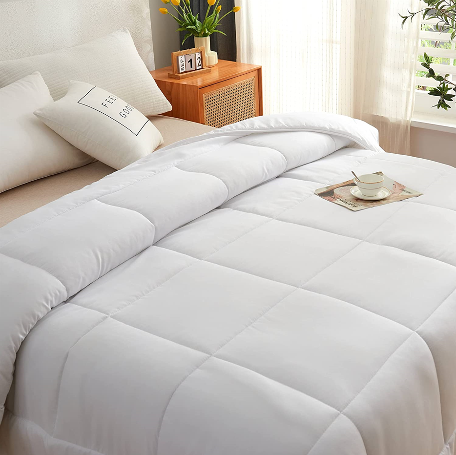 King Size Bed Alternative Comforters for Home, Hotel, All Season Duvet Insert Filling Polyester, Fabric Microfiber Breathable Comforter Solid White