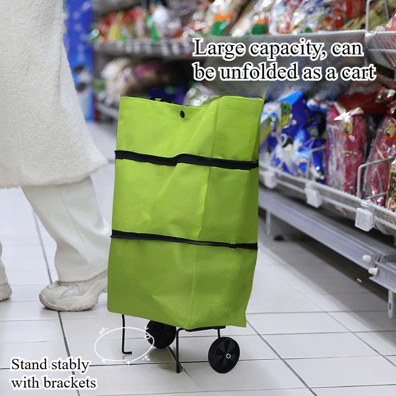 Portable Foldable Shopping Trolley With Wheels Grocery Bags Shopping Cart Tote