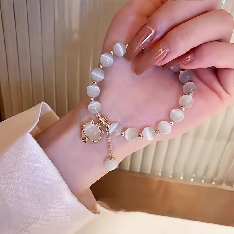 Moonstone Beads Cat Bracelet Lucky Attracting Wealth Women Jewelry Gift
