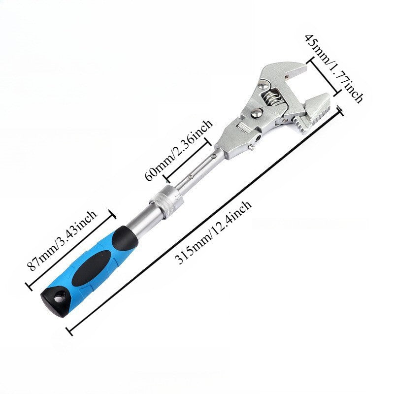 1 Pcs 5-in-1 10" Adjustable Torque Ratchet Wrench 180° Folding Spanner