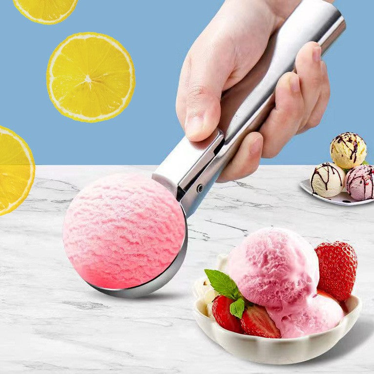 Stainless Steel Ice Cream Scoop Easy Trigger Cookie Watermelon Dough Spoon