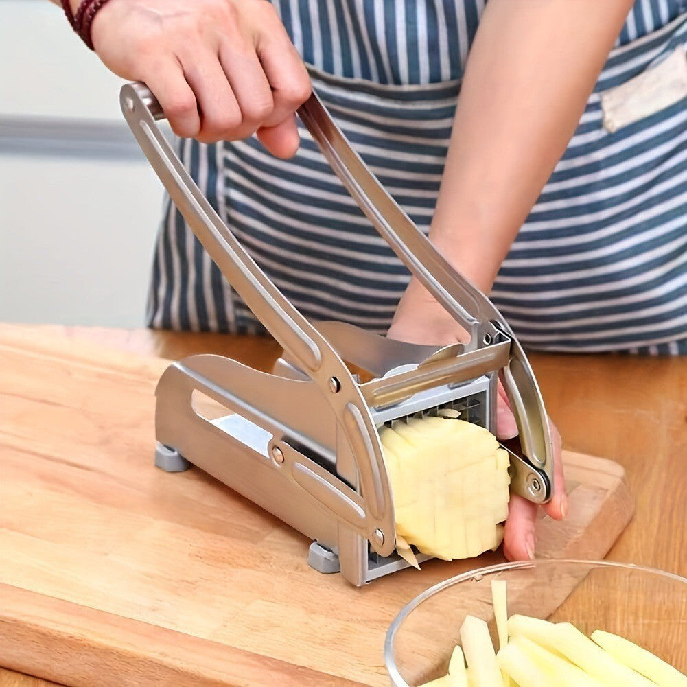 Stainless Steel French Fry Cutter Potato Slicer with 4 Interchangeable Blades