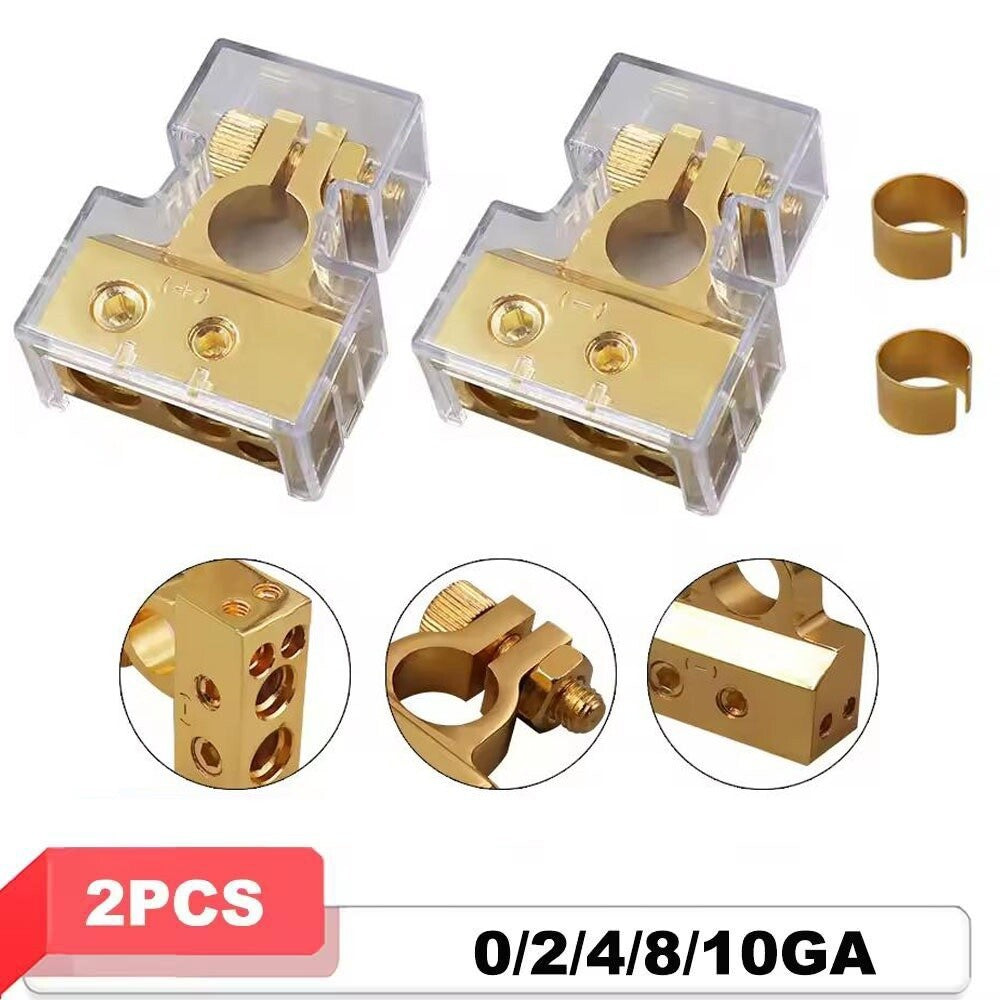 Car Battery Terminals 0 2 4 6 8 GA AWG Gauge Clamp Post Positive Negative