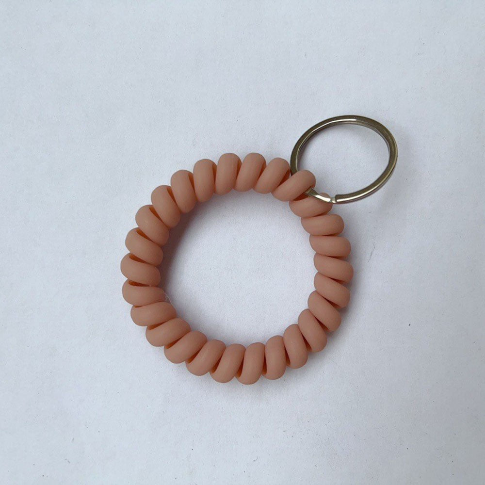 6 Pcs Spiral Wrist Coil Keychain Set Decorative Stretch Wristbands Key Rings