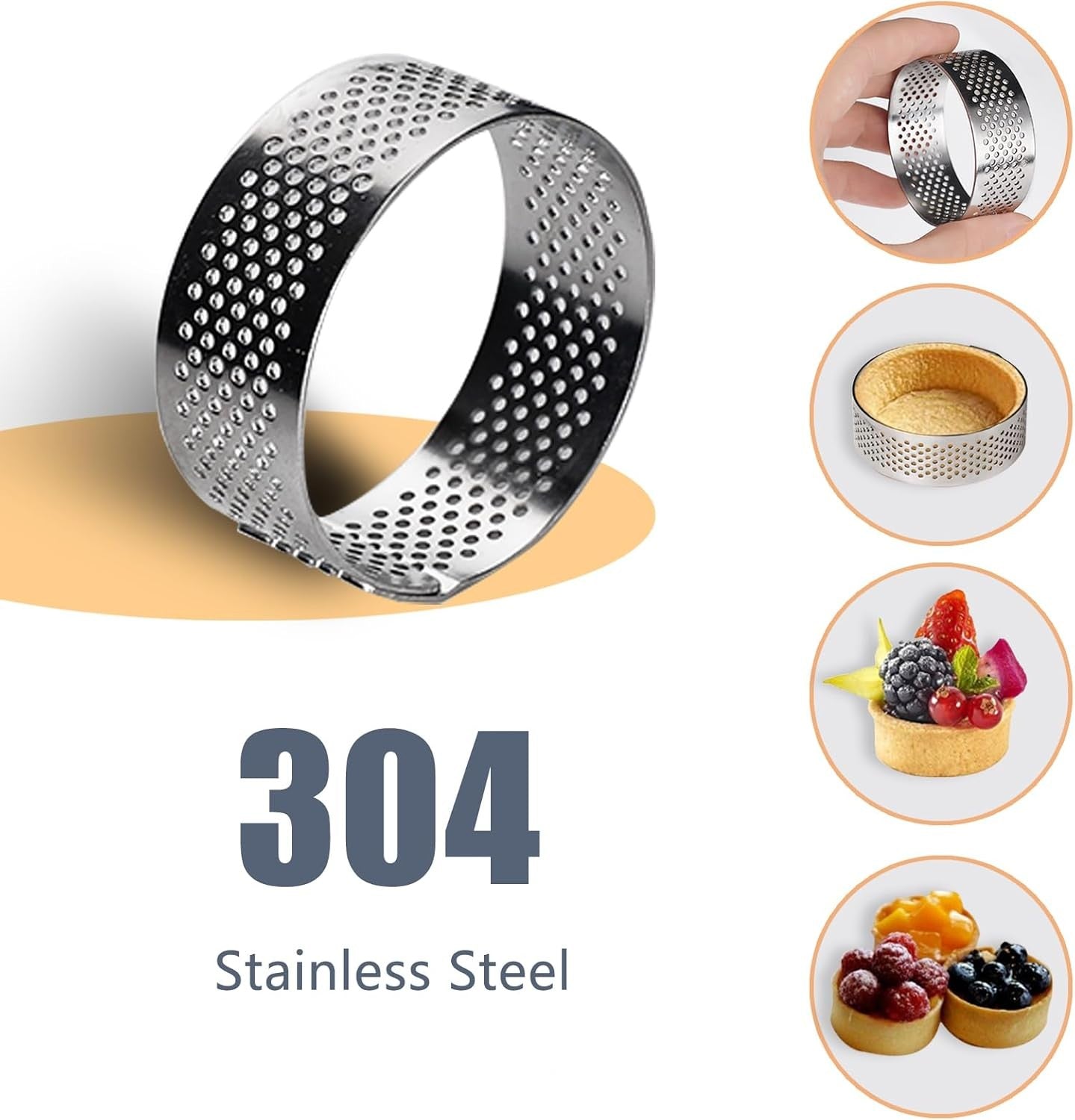 Stainless Steel Cake Ring 12PCS Round Tart Rings Metal Pastry Ring Molds