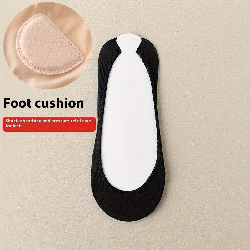 1pc Ice Silk Women's Summer Boat Socks Invisible Thin Heel Breathable Anti-Slip