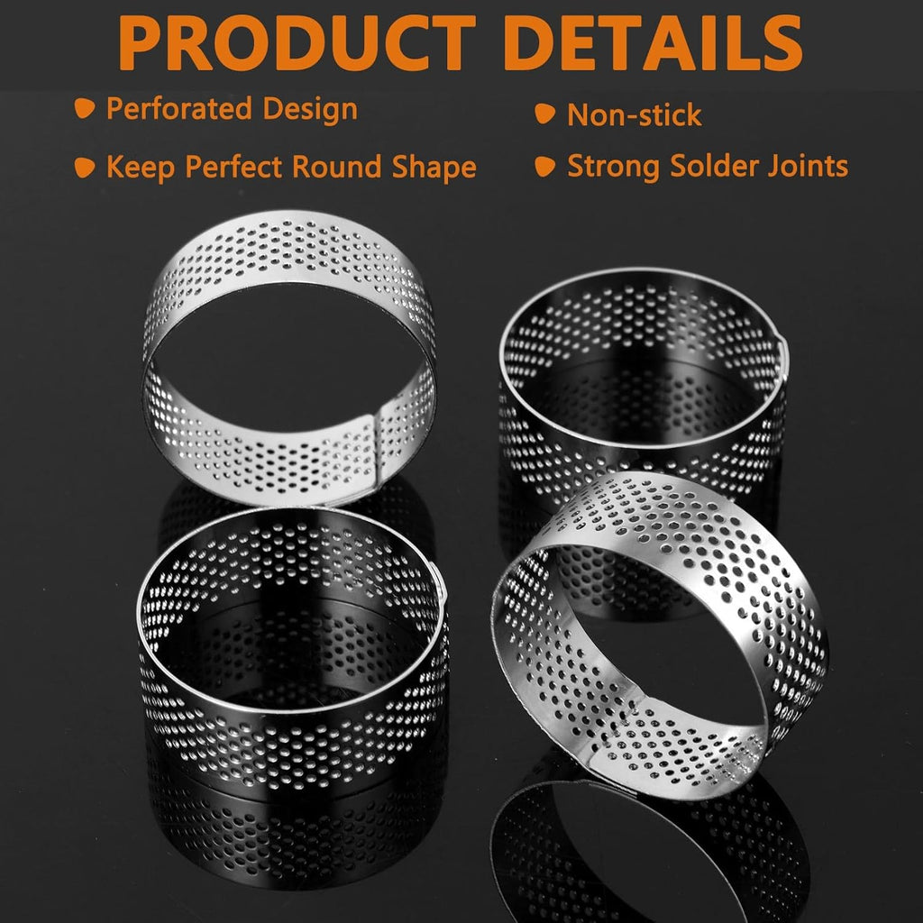 Stainless Steel Cake Ring 12PCS Round Tart Rings Metal Pastry Ring Molds