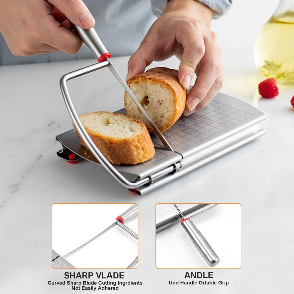 Cheese Cutter Board Stainless Steel Wire Slicer with Size Scale Kitchen Tool