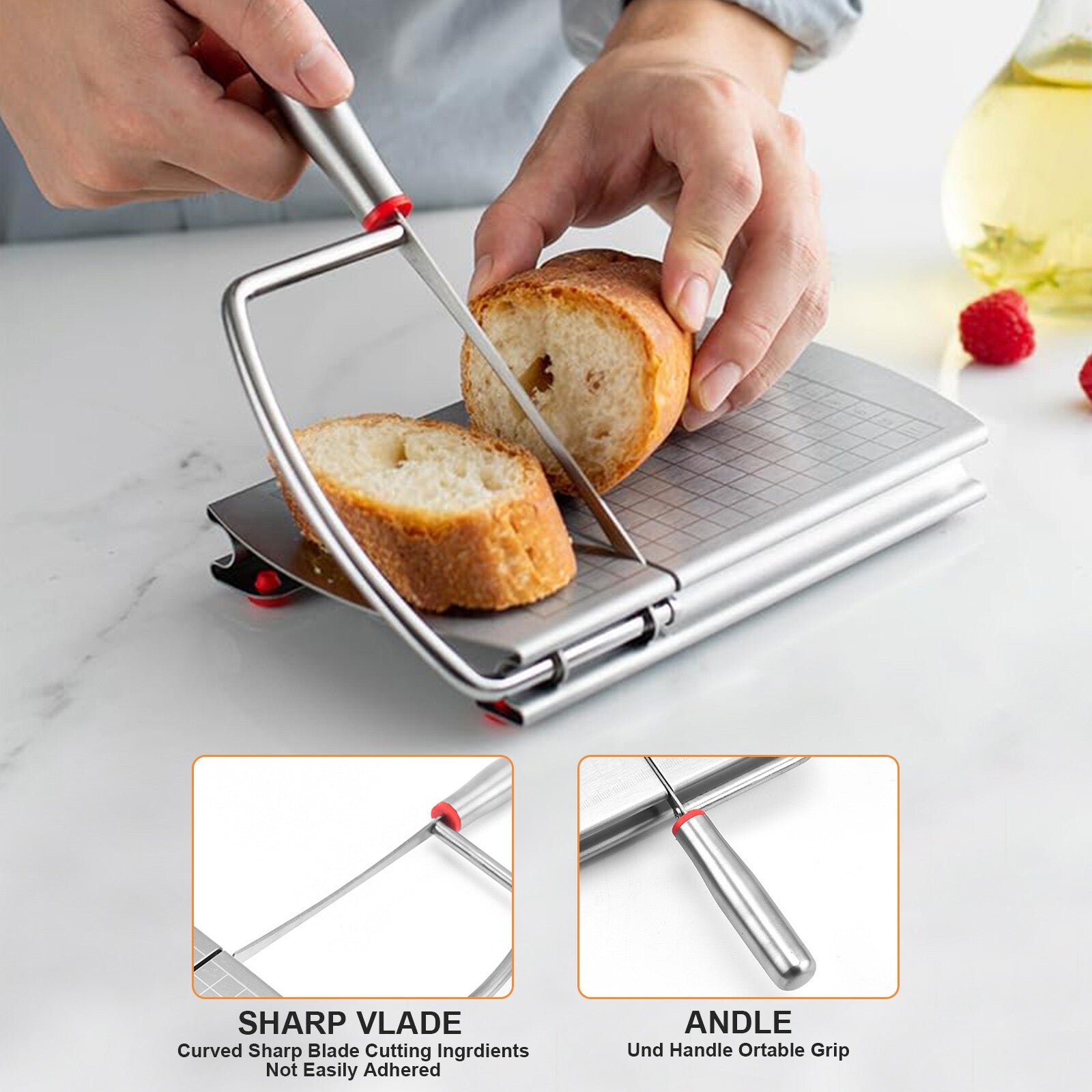 Cheese Cutter Board Stainless Steel Wire Slicer with Size Scale Kitchen Tool