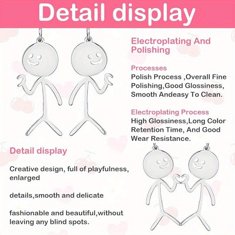 Matching Couples Heart Keychains 2Pcs Friendship Stainless Steel Keychain