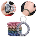 6 Pcs Spiral Wrist Coil Keychain Set Decorative Stretch Wristbands Key Rings