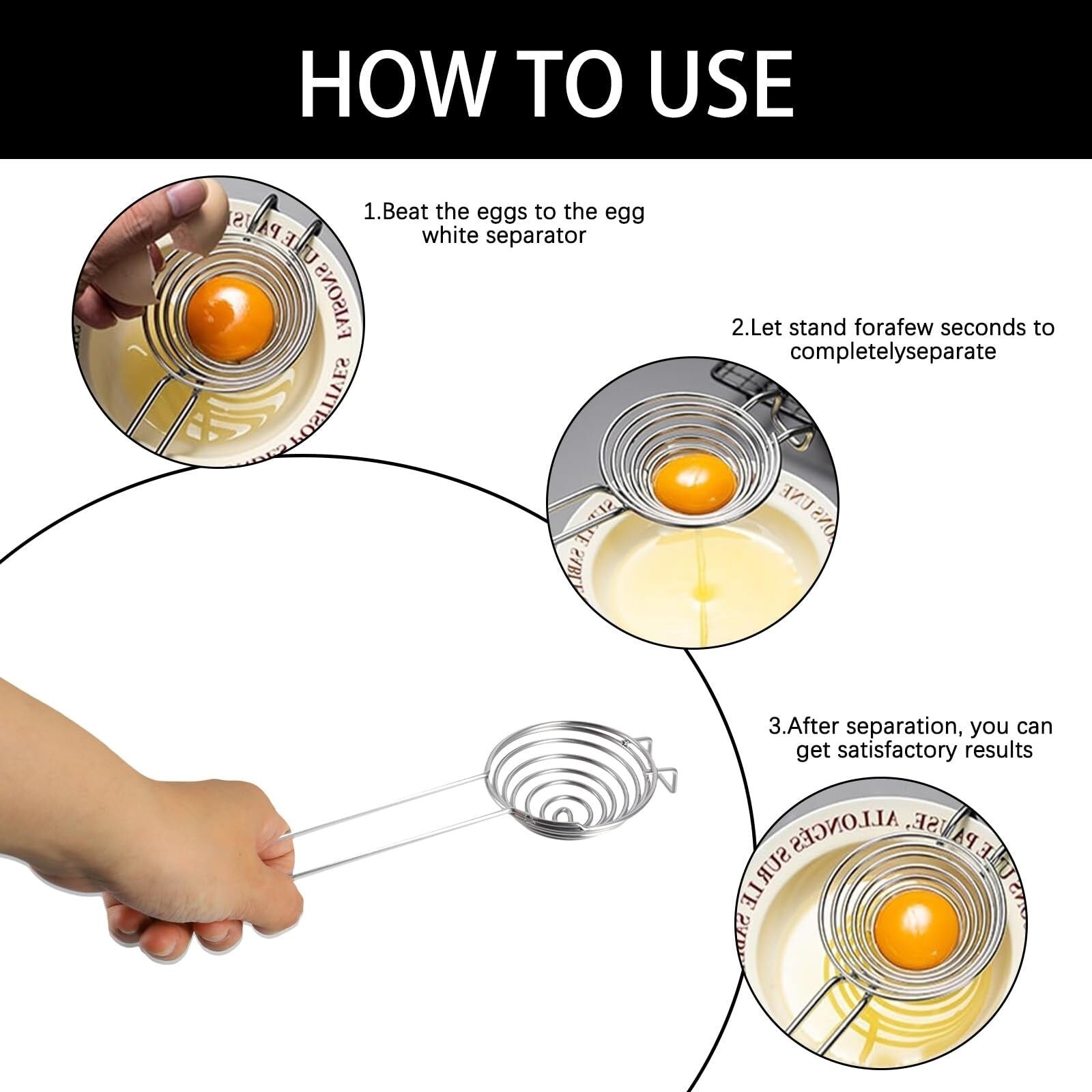 Easy Egg Separator Yolk White Filter 304 Food Grade Stainless Steel Cooking Tool