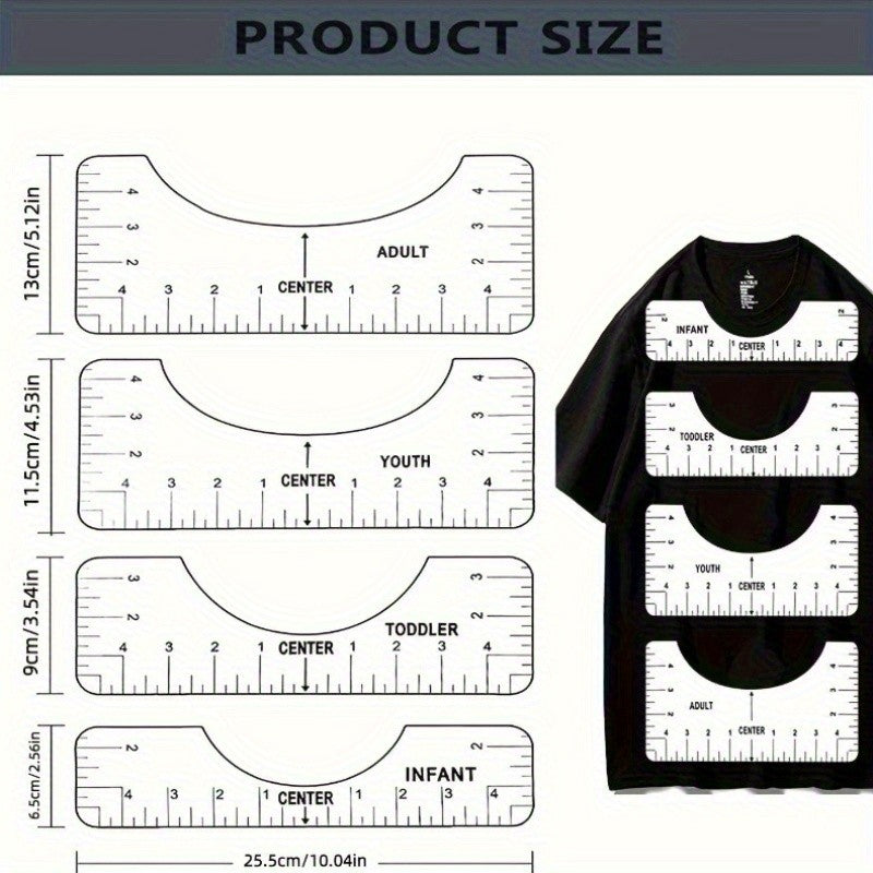 8 Pcs T-Shirt Ruler Guide Centering Tool Set for Cricut Heat Press Vinyl DIY