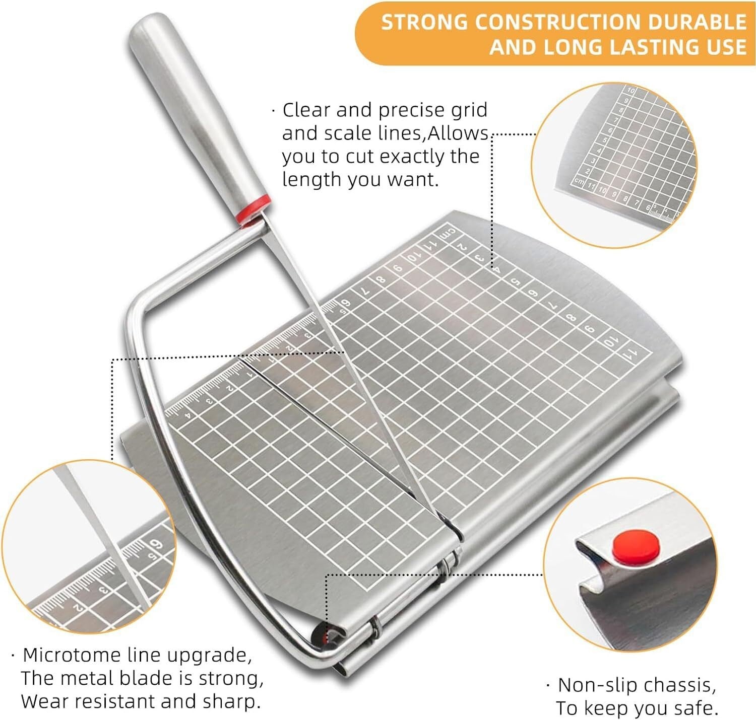 Cheese Cutter Board Stainless Steel Wire Slicer with Size Scale Kitchen Tool