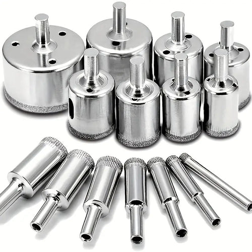 15Pcs Diamond Hole Saw Drill Bit Set Glass Tile Ceramic Marble Cut Guide Tool