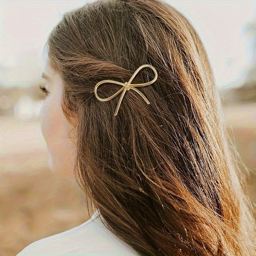 4pcs Metal Bow Hair Clips Barrettes Chic Hair Pin Simple Hair Accessories