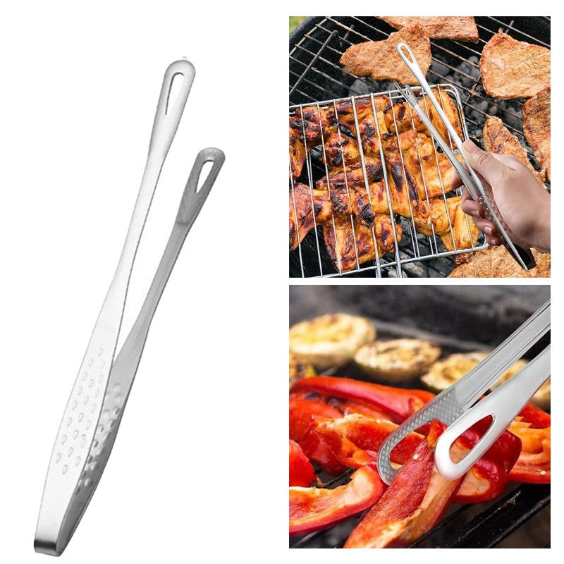 1 PCS BBQ Cooking Tongs Stainless Steel Heavy Duty Kitchen Food Serving Tongs