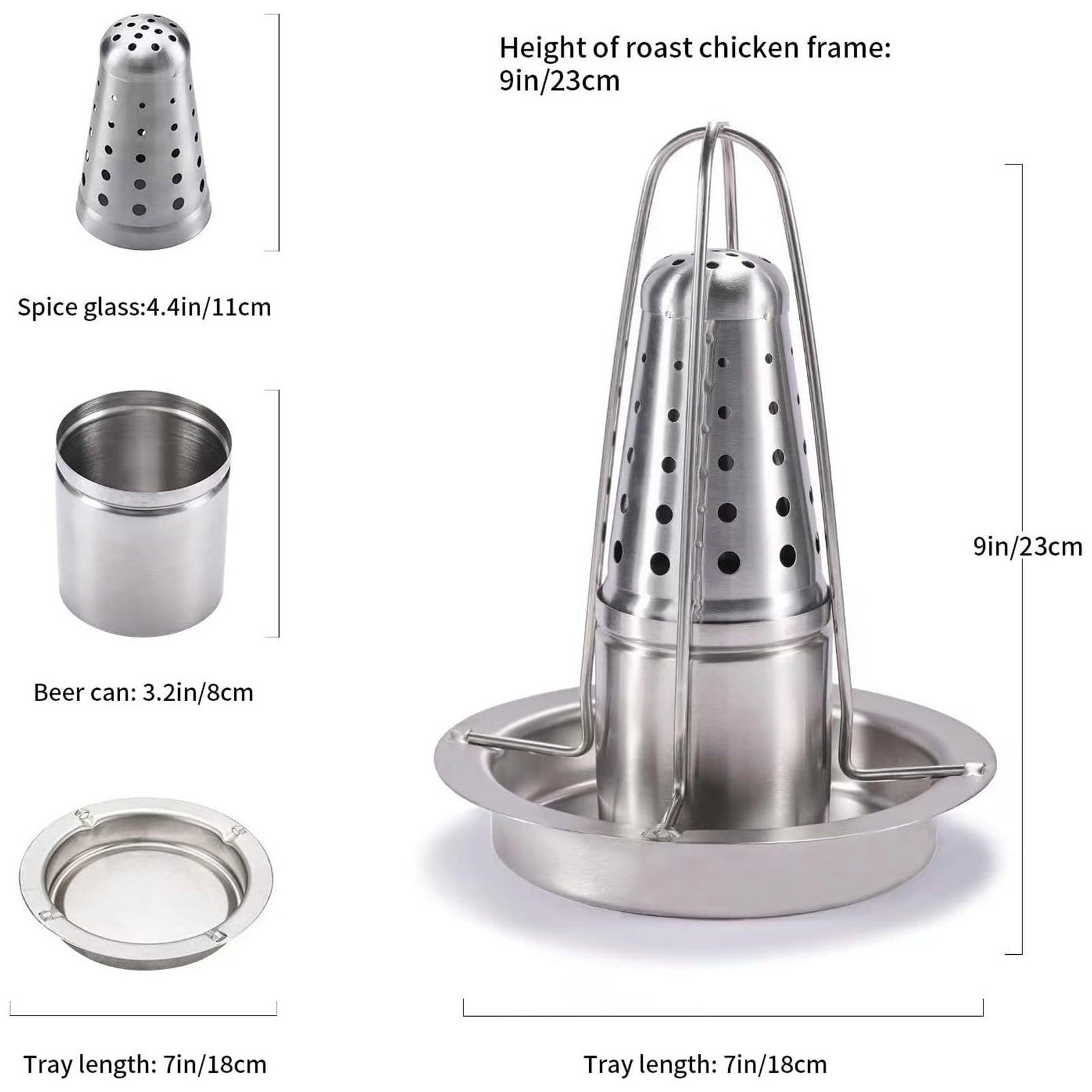 Chicken Roaster Rack Stainless Steel Beer Can Turkey Stand BBQ Grill Holder