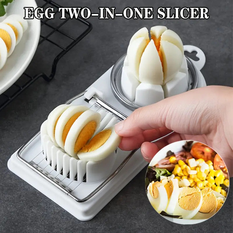 2in1 Stainless Steel Egg Slicer Hard Eggs Cutter Multifunctional Kitchen Tool