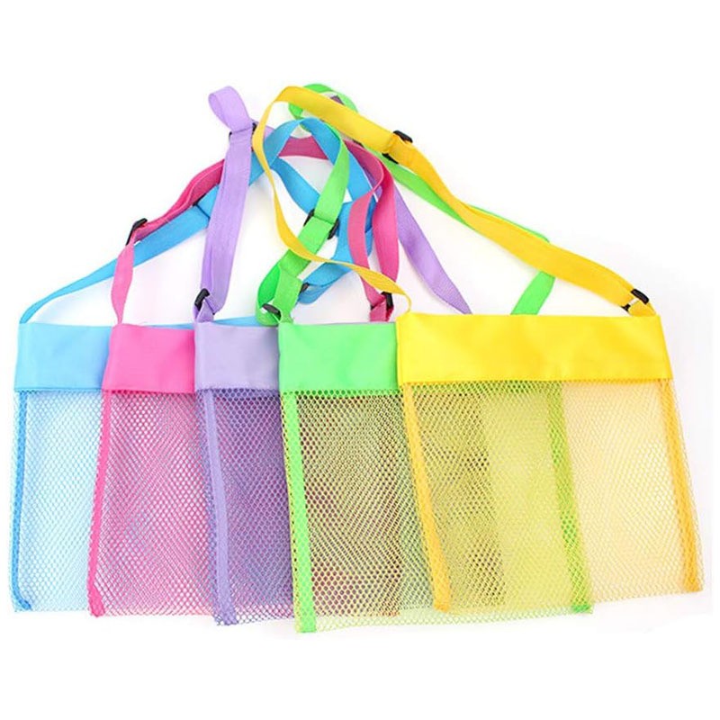 1pc Mesh Beach Tote Colorful Breathable Netting Beach Toys Shell Collecting
