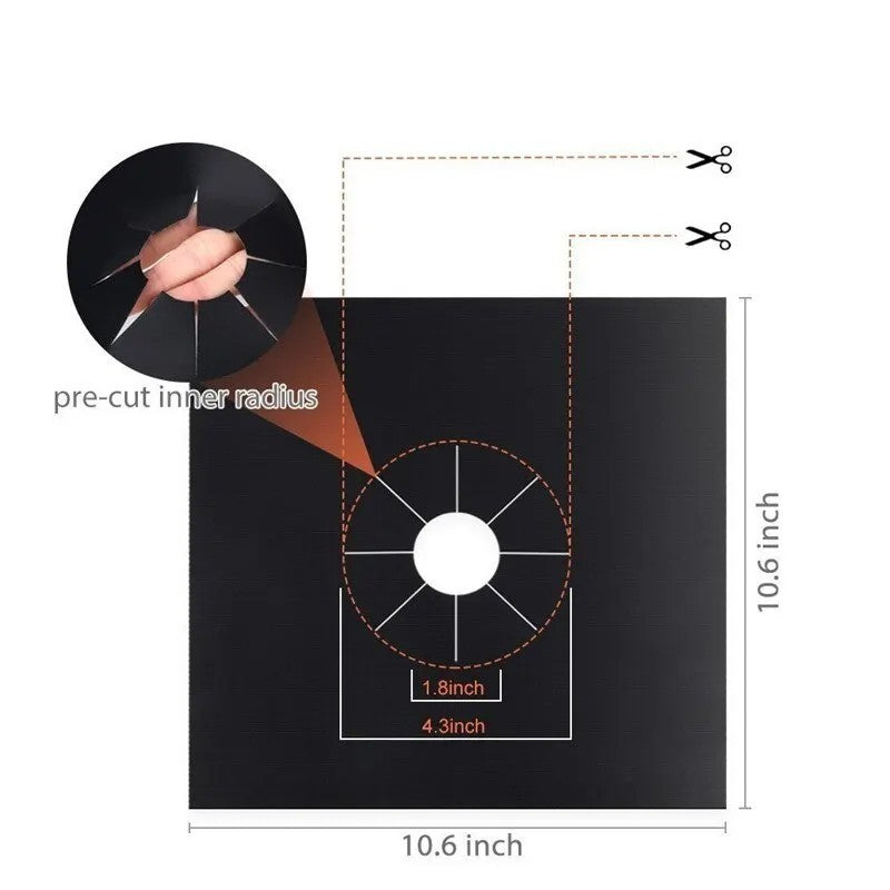 4Pcs Reusable Gas Range Stove Top Protector Liner Black Non-Stick Burner Covers