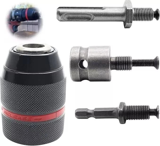 Metal Heavy Duty 1/2-20UNF 13mm Keyless Drill Chuck Hex Shank/SDS/Square Adaptor