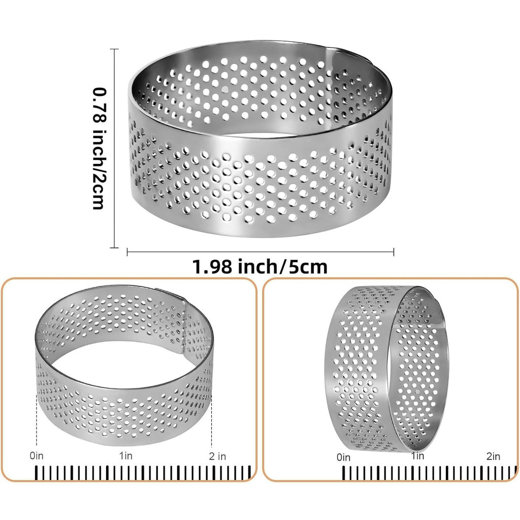 Stainless Steel Cake Ring 12PCS Round Tart Rings Metal Pastry Ring Molds