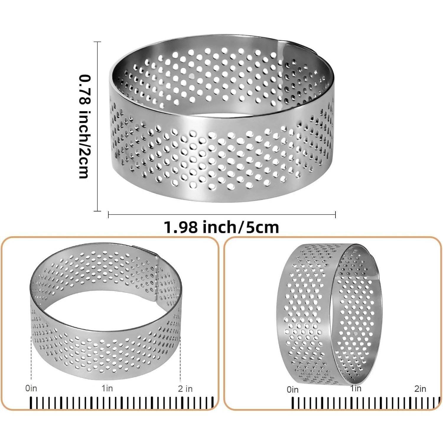 Stainless Steel Cake Ring 12PCS Round Tart Rings Metal Pastry Ring Molds