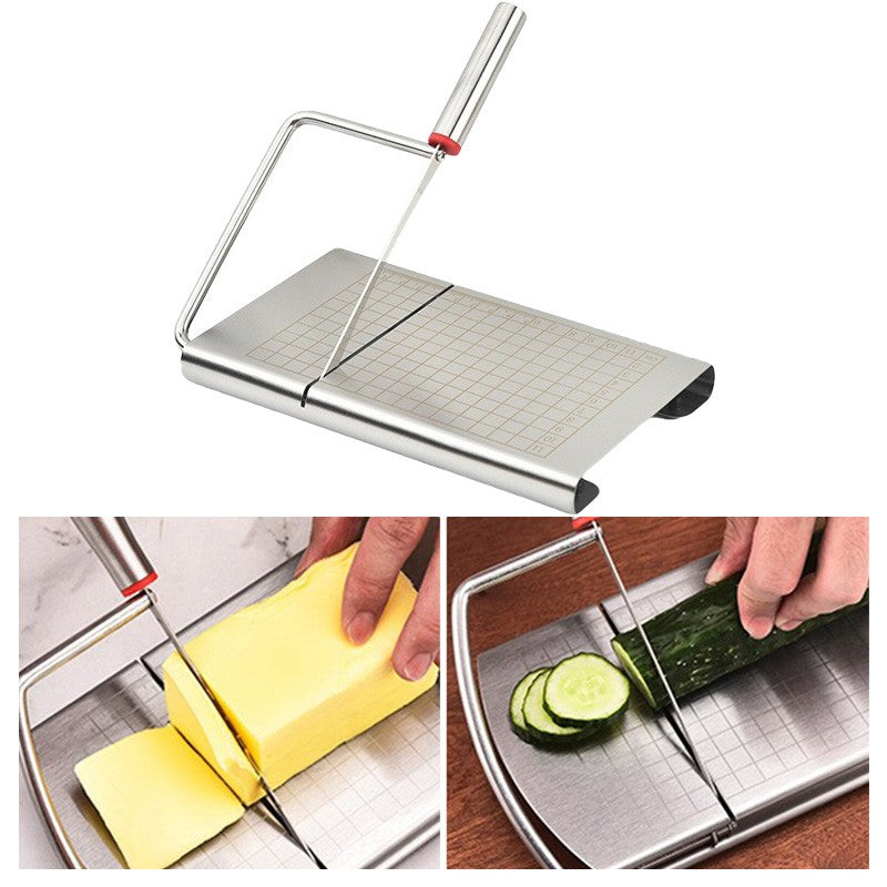 Cheese Cutter Board Stainless Steel Wire Slicer with Size Scale Kitchen Tool