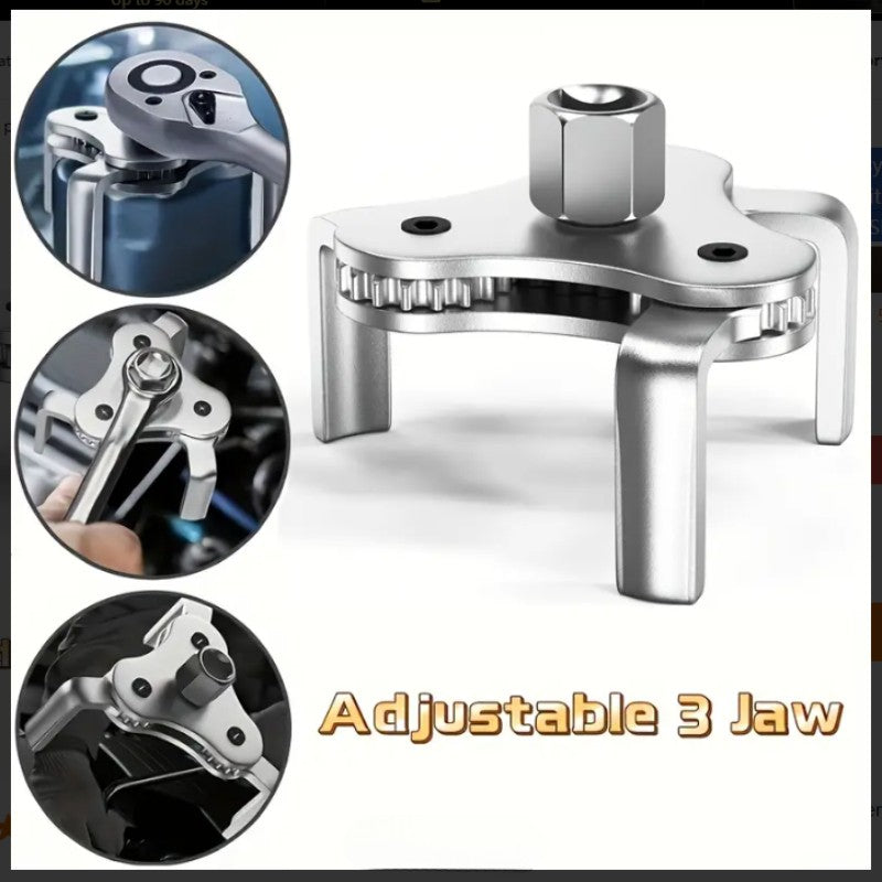 Universal 3 Jaw Fully Adjustable 2 Way Oil Filter Wrench Remover Heavy Duty Tool