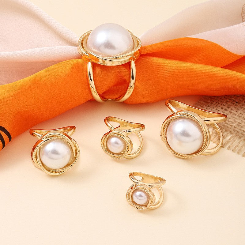 Elegant Flower Scarf Clips Imitation Pearl Scarf Clip Versatile Accessory 4 Pcs