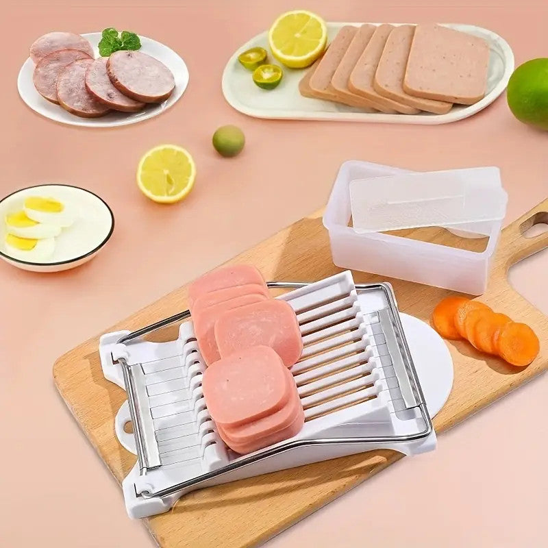 1Pcs Stainless Steel Manual Luncheon Meat Egg Slicer Multipurpose Kitchen Cutter
