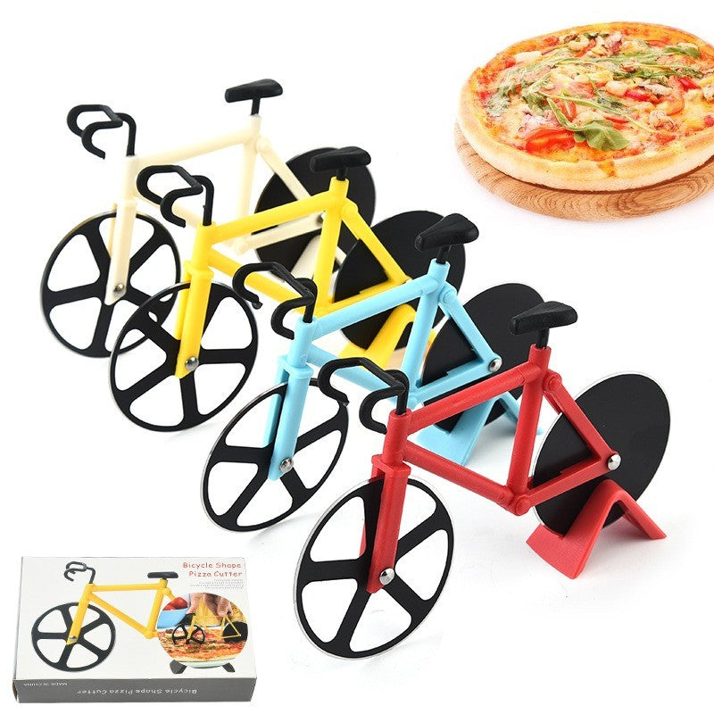 Funny Bicycle Pizza Cutter Non-stick Slicer Dual Stainless Steel Wheels Kitchen