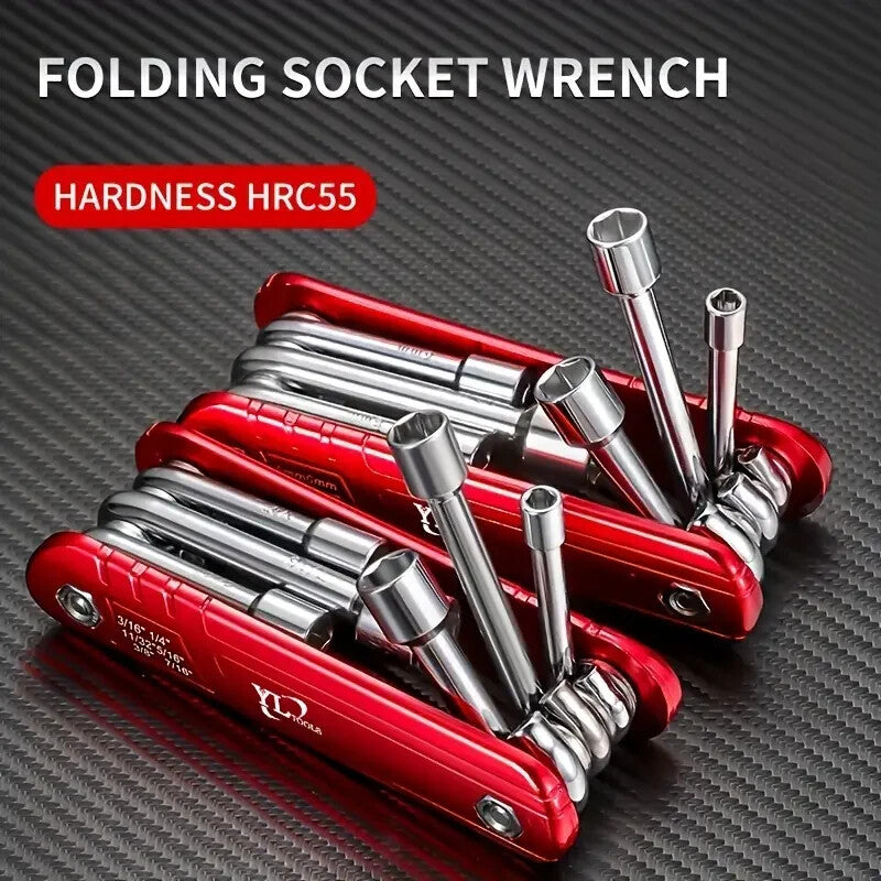 Hex Nut Driver Kit 6 in 1 Folding Nut Driver SAE Set Cr-V Steel Shank Premium