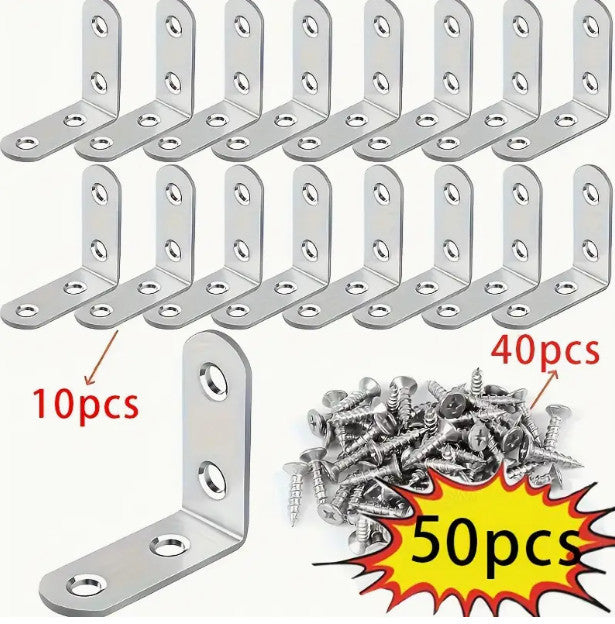 Stainless Steel L-Shaped Bracket Corner Brace 1.5in 90 Degree Angle Corner Lot