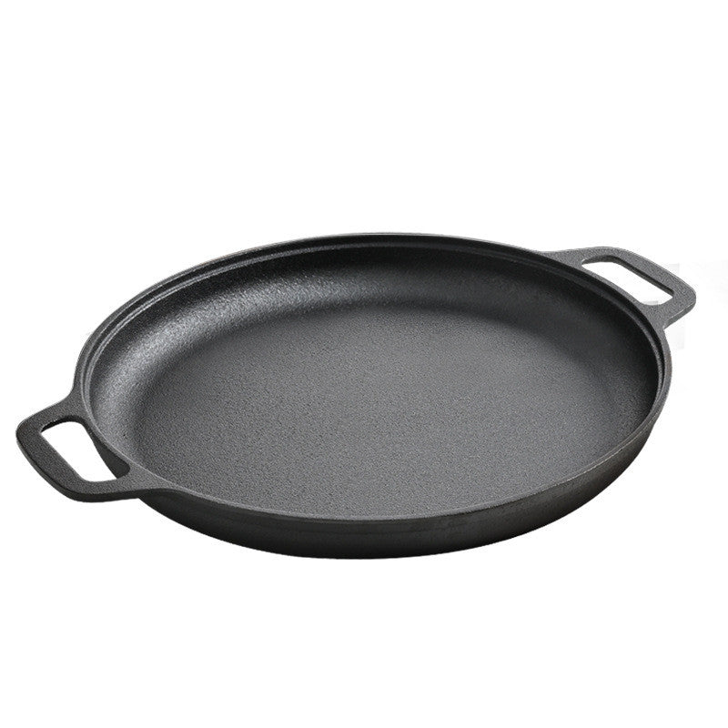 Cast Iron Pizza Pan Pancake Frying Skillet Kitchen Cookware Baking Grill Plate