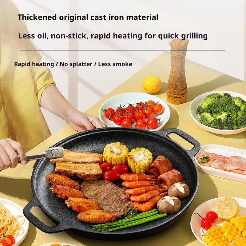 Cast Iron Pizza Pan Pancake Frying Skillet Kitchen Cookware Baking Grill Plate