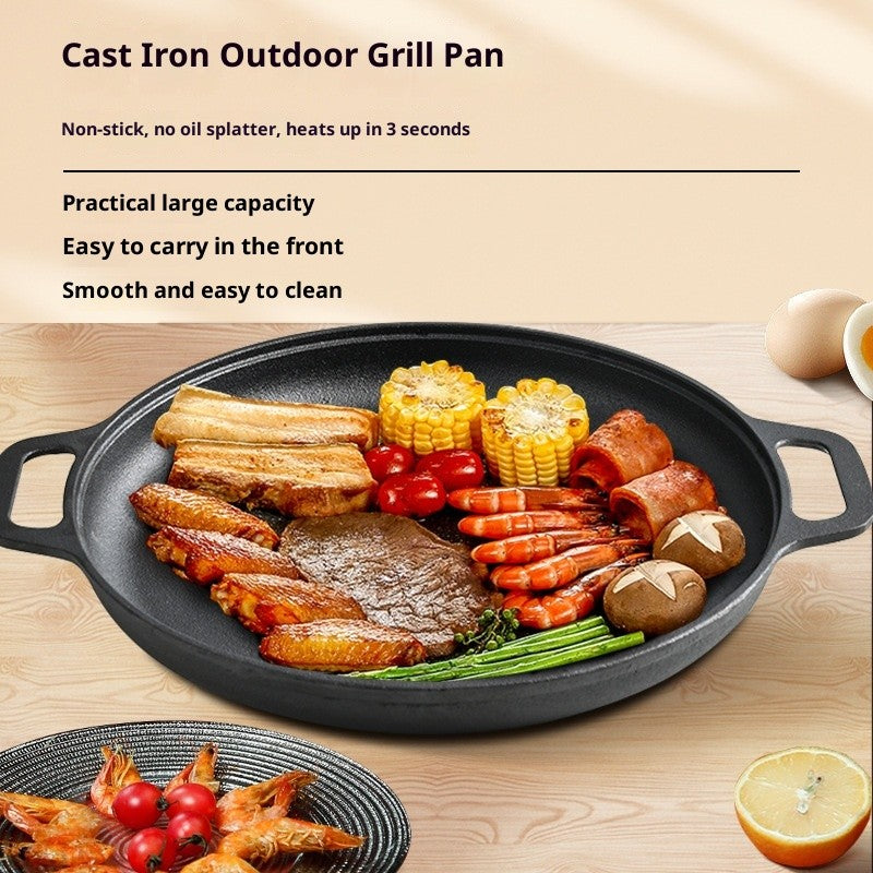Cast Iron Pizza Pan Pancake Frying Skillet Kitchen Cookware Baking Grill Plate
