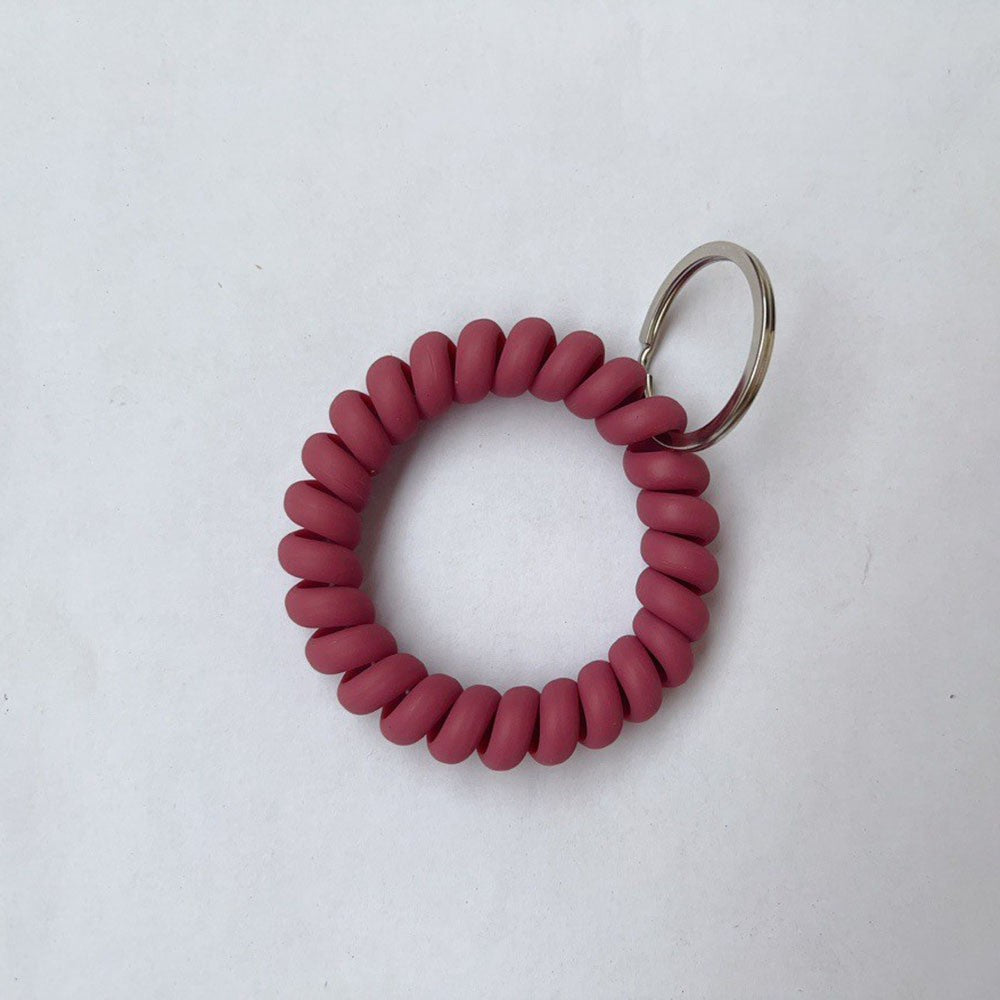 6 Pcs Spiral Wrist Coil Keychain Set Decorative Stretch Wristbands Key Rings