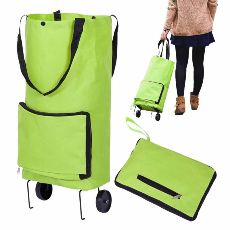 Portable Foldable Shopping Trolley With Wheels Grocery Bags Shopping Cart Tote
