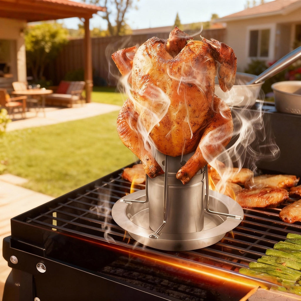 Chicken Roaster Rack Stainless Steel Beer Can Turkey Stand BBQ Grill Holder
