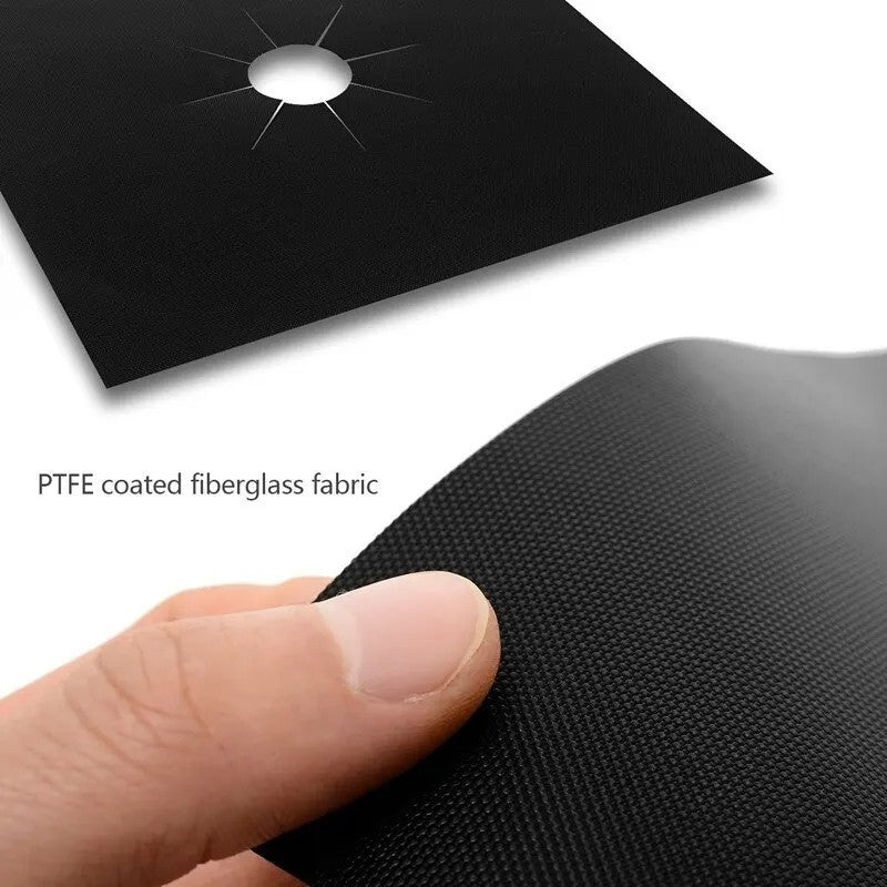 4Pcs Reusable Gas Range Stove Top Protector Liner Black Non-Stick Burner Covers