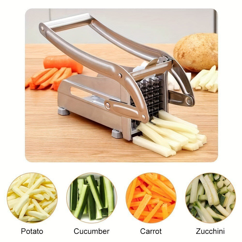 Stainless Steel French Fry Cutter Potato Slicer with 4 Interchangeable Blades