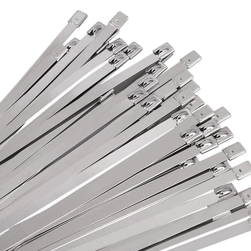 100-200Pcs Metal Stainless Steel Cable Zip Ties Heavy Duty Self-Locking 6"-20"