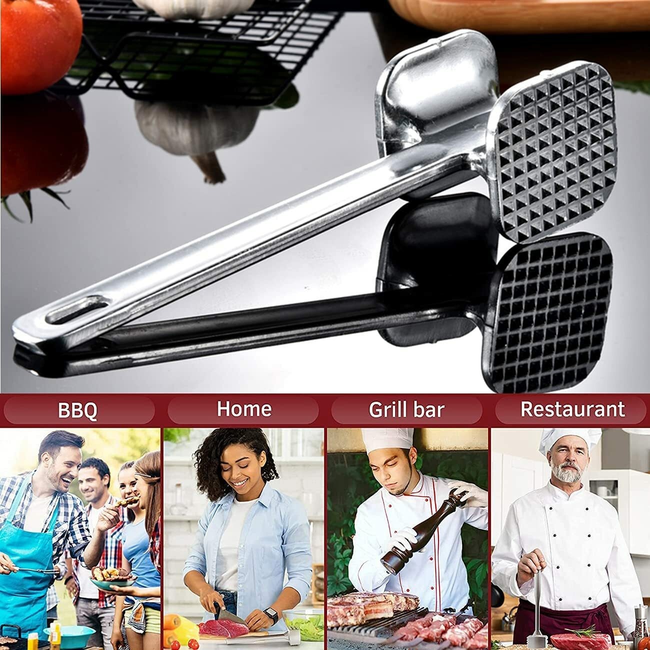 Heavy Duty Meat Mallet Double Side Meat Tenderizer Hammer Kitchen Tool Beef Pork