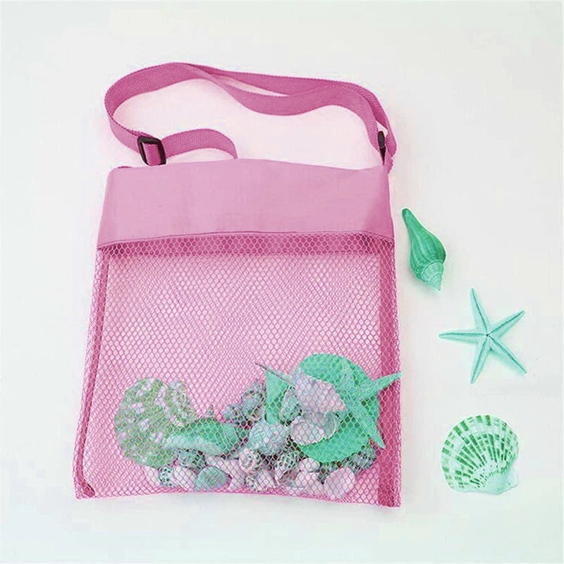 1pc Mesh Beach Tote Colorful Breathable Netting Beach Toys Shell Collecting