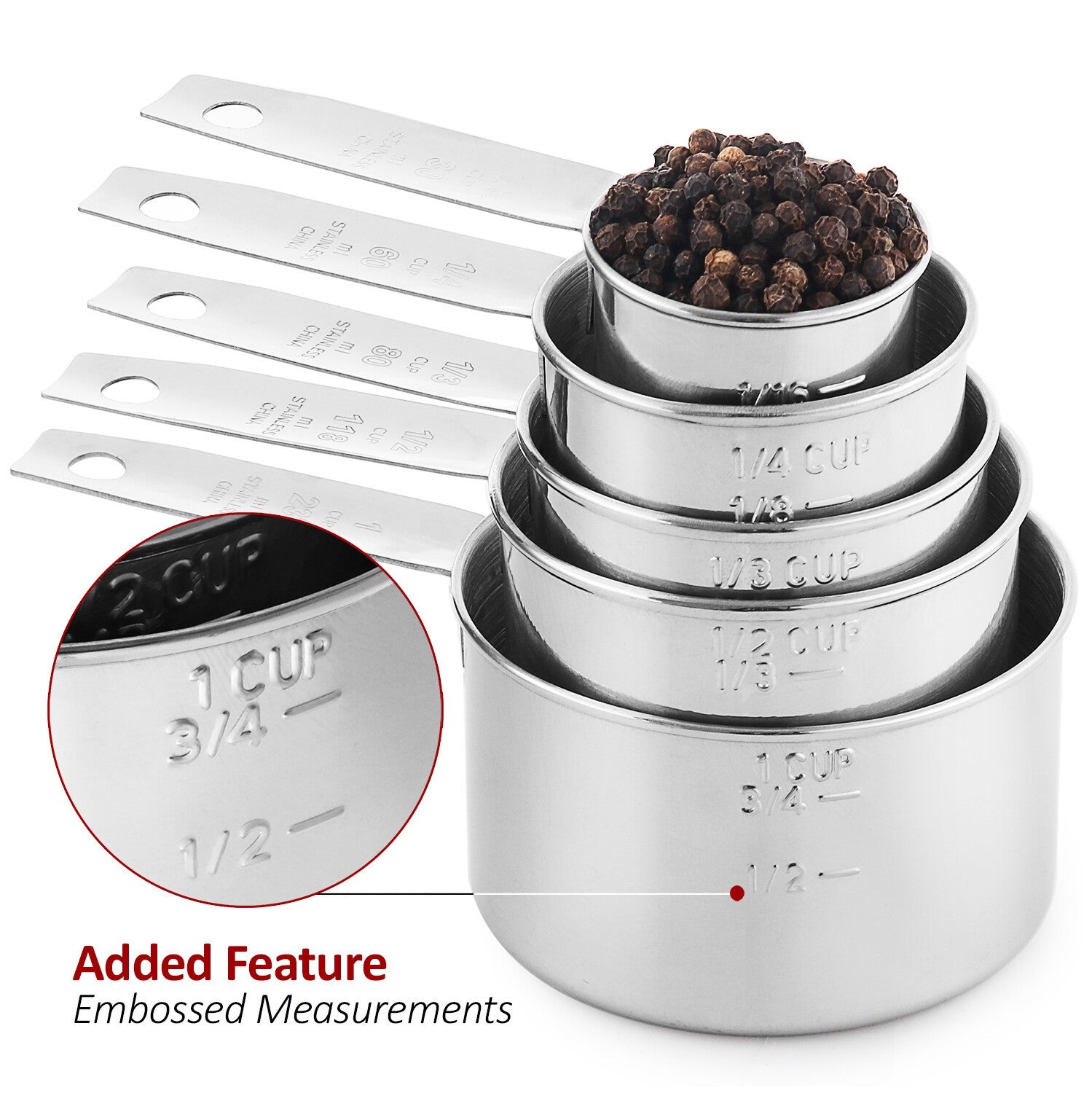 10 Pcs Stainless Steel Measuring Cups and Spoons Set for Dry & Liquid Baking