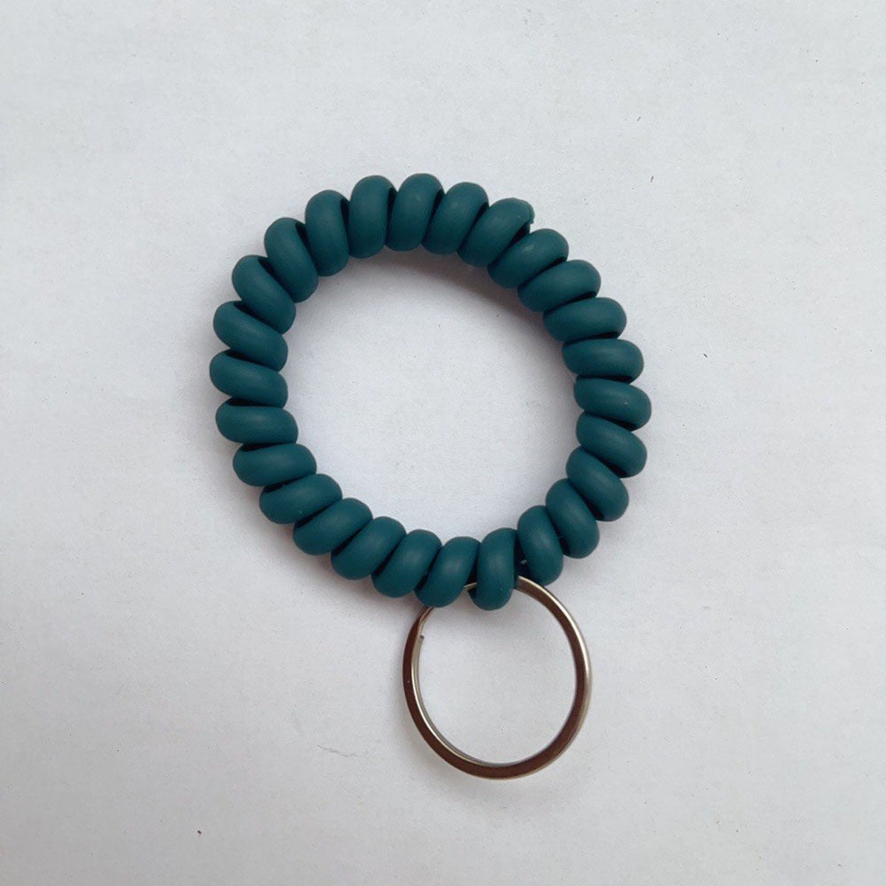 6 Pcs Spiral Wrist Coil Keychain Set Decorative Stretch Wristbands Key Rings