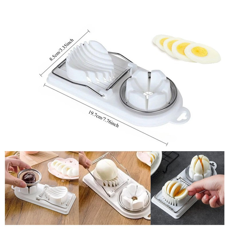2in1 Stainless Steel Egg Slicer Hard Eggs Cutter Multifunctional Kitchen Tool